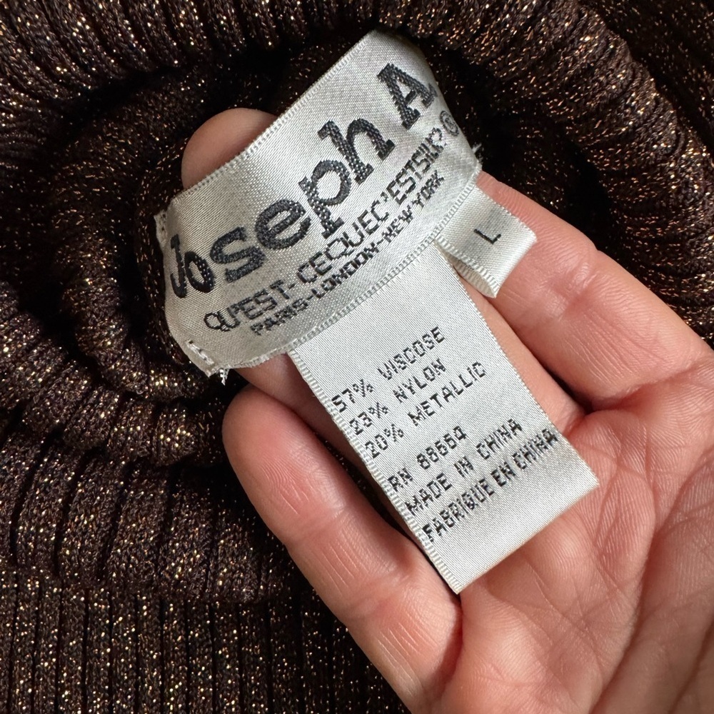 Joseph A Metallic Brown Copper Ribbed Turtleneck Sweater Date Top Large - Picture 7 of 7